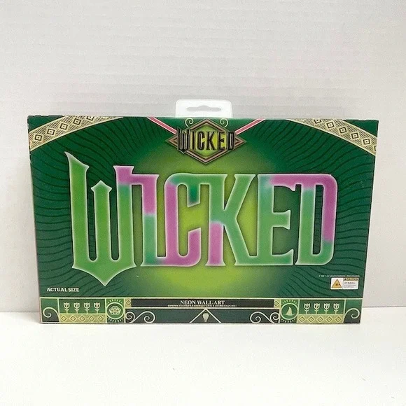 Wicked Movie Neon Wall Art Green Pink Decor Sign Universal Studios