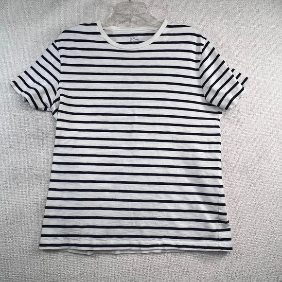 J.Crew Womens Striped Short Sleeve Knit T-Shirt Navy‎ White Large
