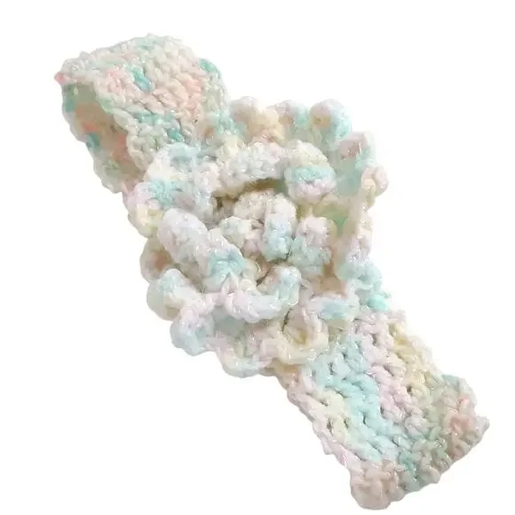 Vintage Handmade Crochet Floral Headband Rosette Baby Girl Pink Pastel Multi