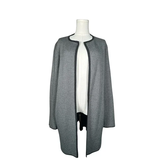 J.Crew Herringbone Coatigan Long Cardigan Jacket Charcoal Gray‎ S