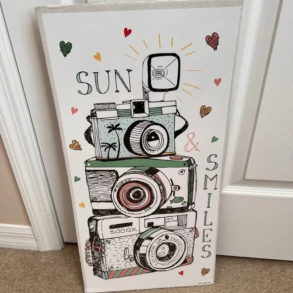 Hobby Lobby Sun & Smiles Camera Stack‎ Wall Decor Art Photo Graphic New