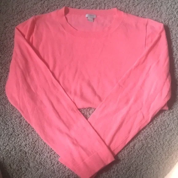 J. Crew fluorescent Coral sweater EUC size L