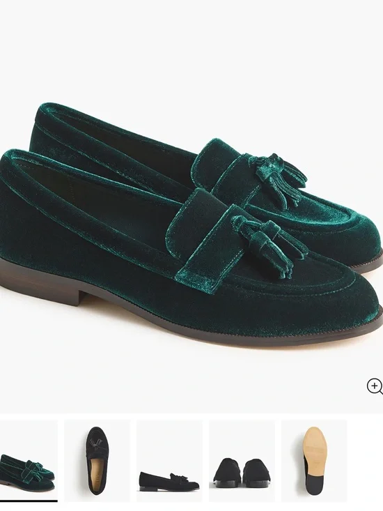 NIB J. Crew Women’s Plush Velvet Tassel Low Heeled Loafers