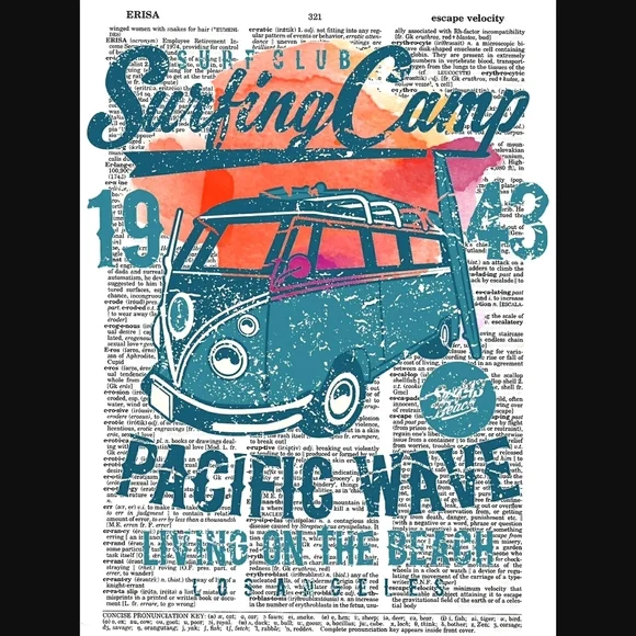 California Summer Dictionary Art Print Surf Beach