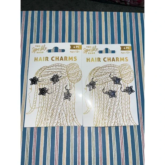 2 Packs The Sparkle Shop Butterfly Hair Charms Silver Tone 4 Pc Each
