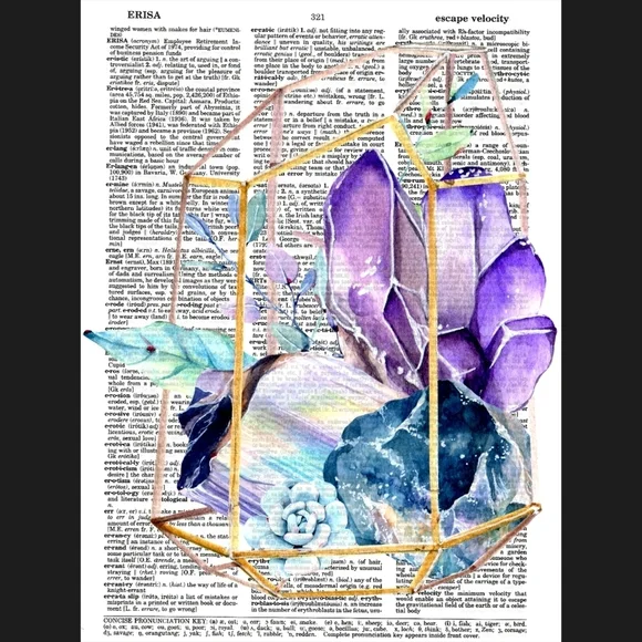 Crystal Bohemian Terrarium Dictionary Art Print