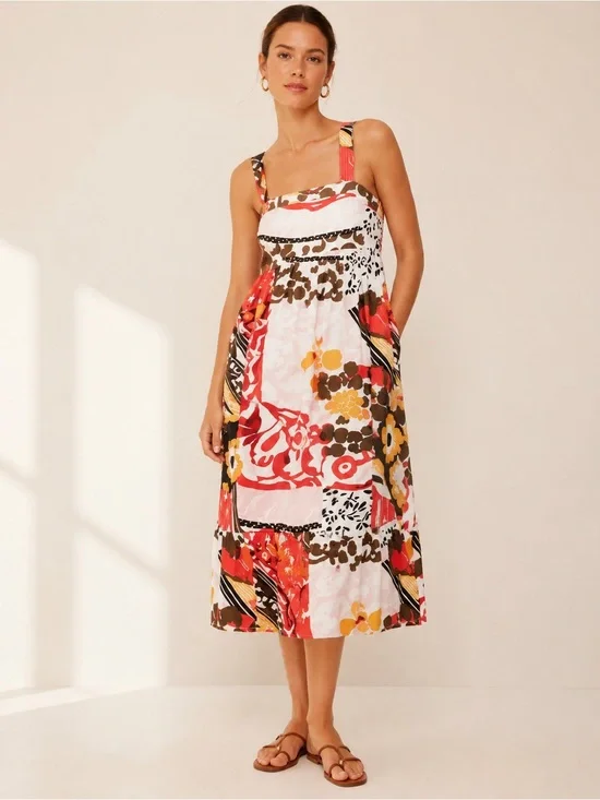 J. Crew sleeveless midi sundress size 2 a line retro colorful summer sundress