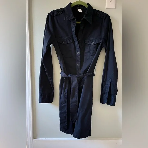 J. Crew Navy Belted Shirt dress women’s 10