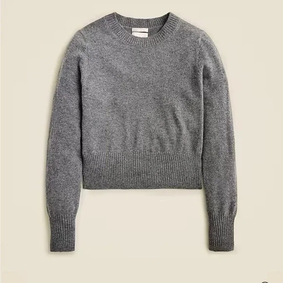 J. Crew Cashmere shrunken crewneck sweater Hthr Charcoal XS NWT