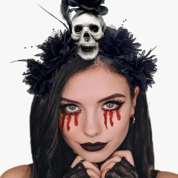 Halloween Skull Headband Flower