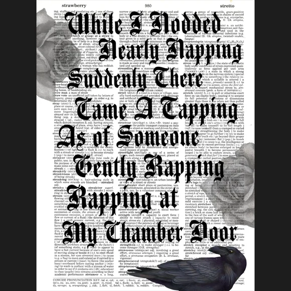 The Raven Quote Edgar Allan Poe Book Art Print