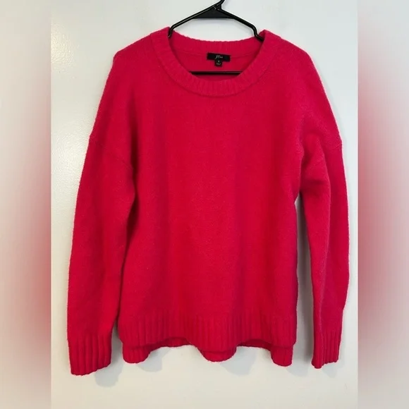 J. Crew Bright Pink Wool/Alpaca Blend Pullover Crewneck Sweater Size Small