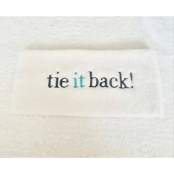 Tie It Back! Embroidered White Terry Cloth Spa Makeup Headband