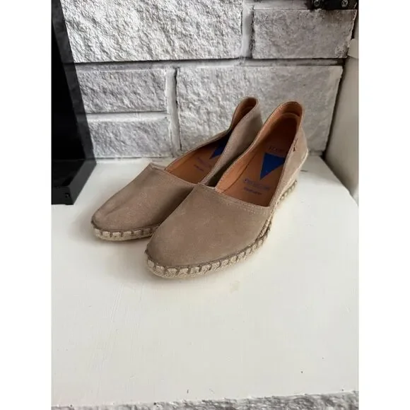 Verbenas Made in Spain Mamen Wedge Espadrilles in Stone Suede Womens 39/US7.5