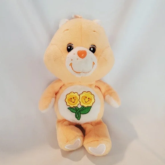 2008 Care Bear Friend Bear Orange‎ Plush Yellow Flowers