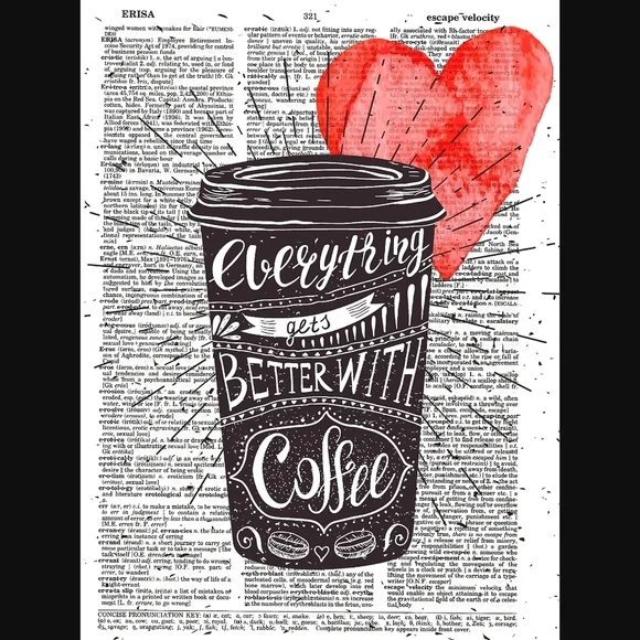 Coffee Typography Vintage Dictionary Art Print