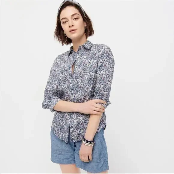 J. Crew Liberty of London Perfect Shirt Liberty June's Meadow Floral Print