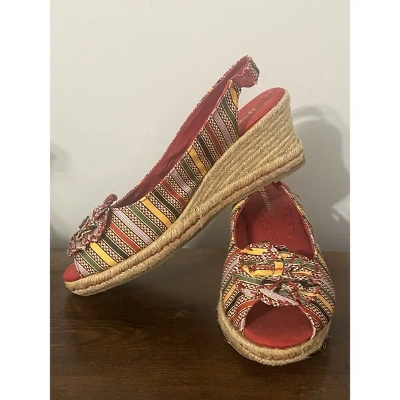 Naturalizer Espadrille Wedge Sandals Multicolor Woven Peep Toe Comfort  7M