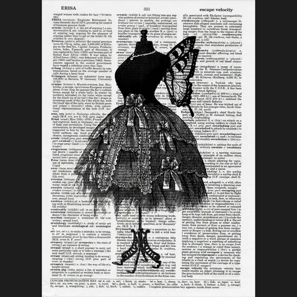 Steampunk Fashion Wings Dictionary Art Print
