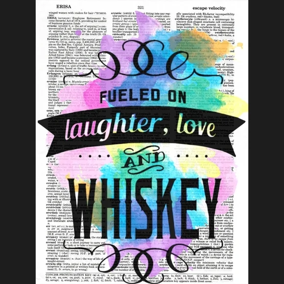 Love Laughter Whiskey Bright Dictionary Art Print Vivid Summer Ready To Frame