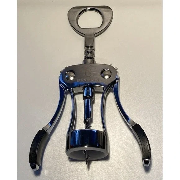 Bravigi Wing Corkscrew Wine Opener — chrome with ergonomic black non-slip‎ grips