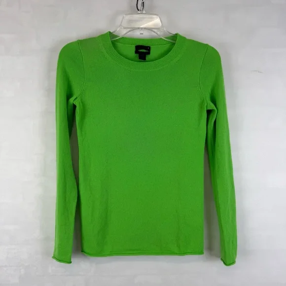 J.Crew Collection Italian Cashmere Crewneck‎ Sweater Lime Green Women’s XXS