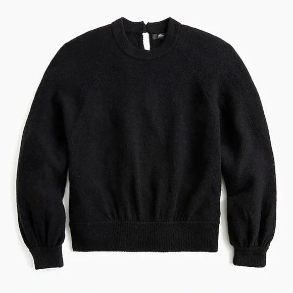 J. Crew Crewneck Gathered Sweater in Supersoft Yarn Wool Alpaca Black Size Small