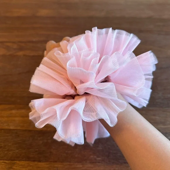 Pink Tulle Scrunchie Ballet Core Puffy Hair Tie Coquette Hair Accessory