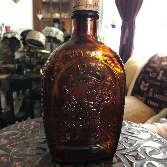 Vintage Log Cabin Syrup Bicentennial Glass Bottle