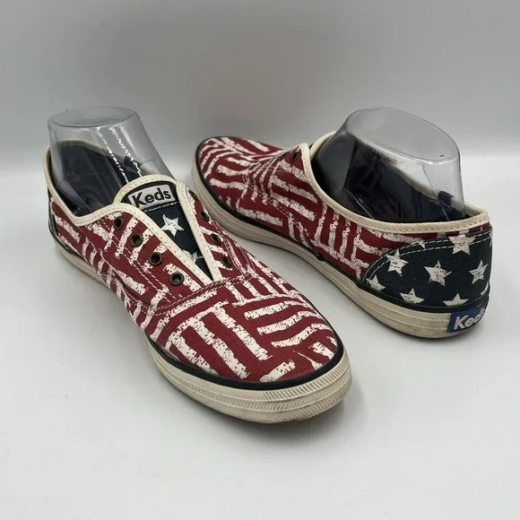 KEDS Women's CHILLAX Slip On American Flag RED WHITE BLUE Stars & Stripes 9.5