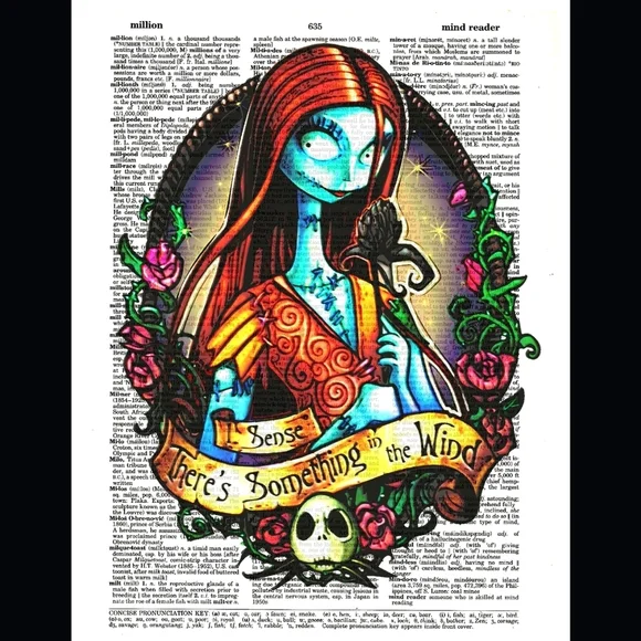 Nightmare Before Christmas Sally Snelling Vintage Dictionary Art Print