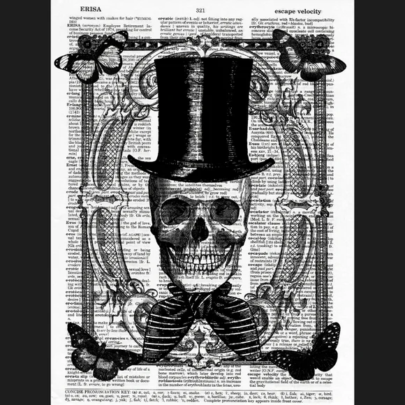 Gothic Steampunk Skull Macabre Dictionary Print