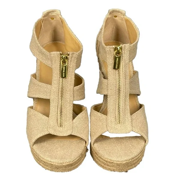 Michael Kors‎ Women's Damita Platform Wedge Espadrilles Natural Lyst Sz 10M