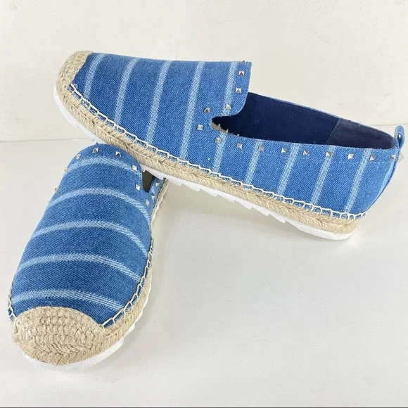 Marc Fisher Studded Denim Espadrilles Size 8