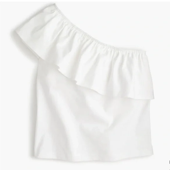 J. Crew One-shoulder Ruffle Top White XXS G7065 Sultry Chic Summer Breathable