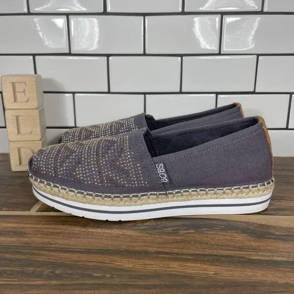 Skechers BOBS Breeze Moonbeams Stars Women's Size 5.5 Shoes Gray Espadrilles