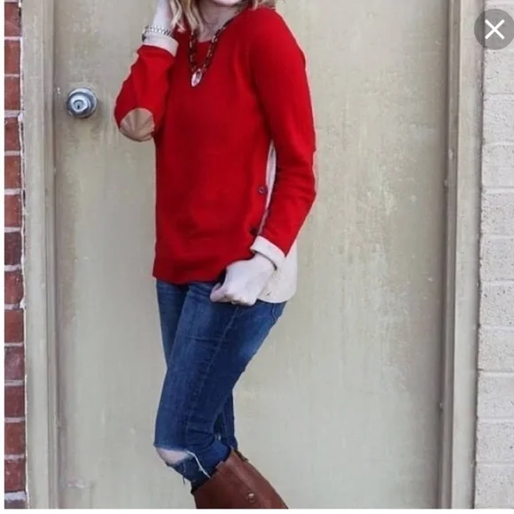 J. Crew two-toned sweater with functional buttons