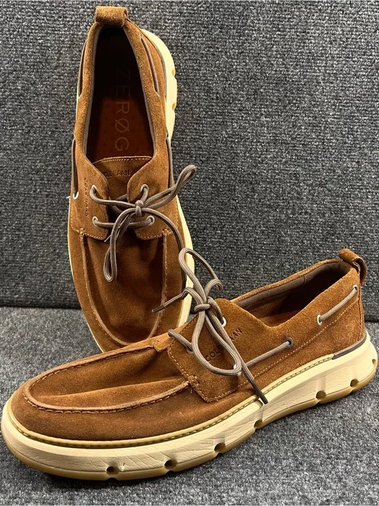 Cole Haan Zerogrand Regatta Tan Suede Waterproof Boat Shoes Mens 12W Pecan/Tan