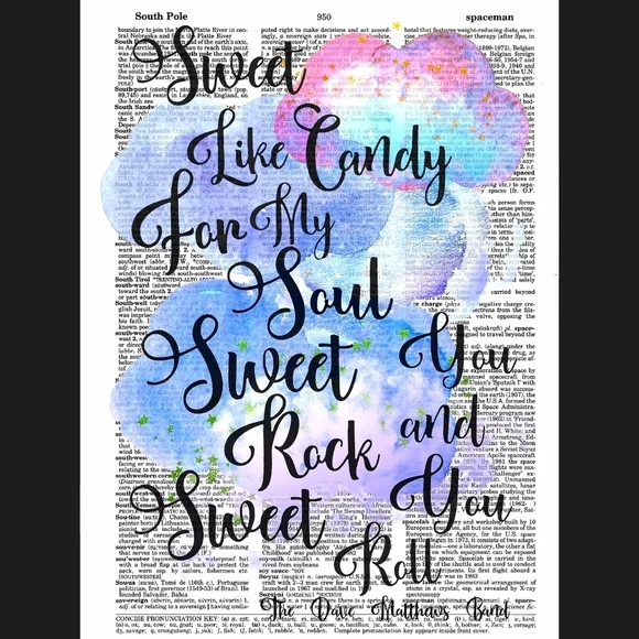 Dave Matthews Band Crash Into Me Music Lyric Print