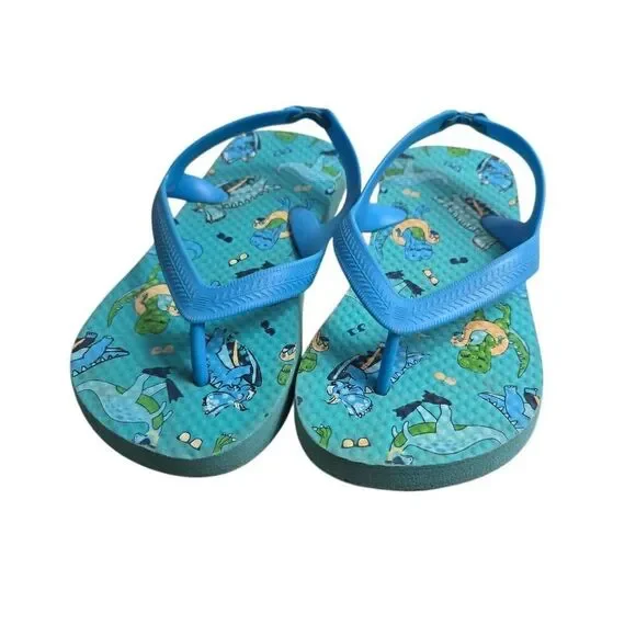 Dinosaur flipflops Kid shoes 11/12