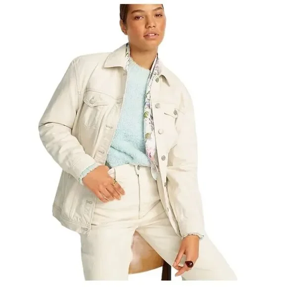 J. Crew Relaxed denim jacket in Ecru. Size XL. NWT.
