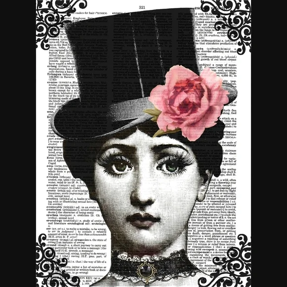 Steampunk Lady Vintage Dictionary Art Print Decor
