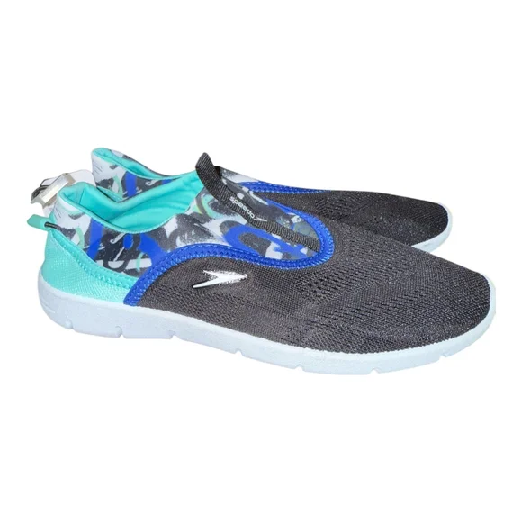 Speedo Water Shoes for Girls, Blue and Turquoise Camo Print