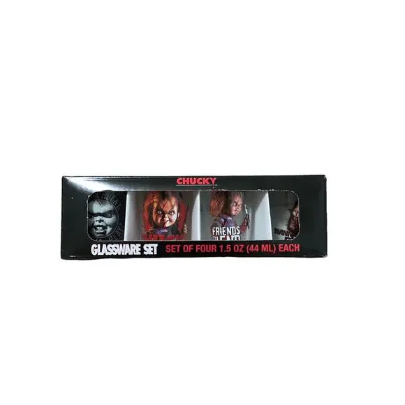 Chucky Child's Play Horror Movie Bride Of Chucky 1.5 oz. Shot Glass Set
