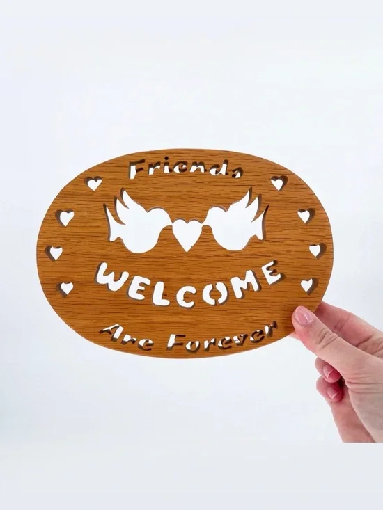 Vintage Wooden Welcome Friends Are Forever Hanging Sign