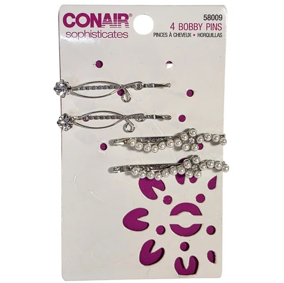Conair Sophisticates Haircare Silver & Pearl Embellished Hair Styling Bobby Pins