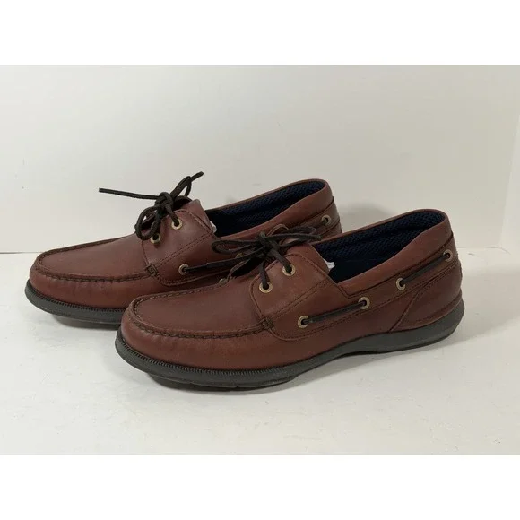 Rockport, Men's Zealand Brown Leather Boat‎ Shoes, Size 11.5