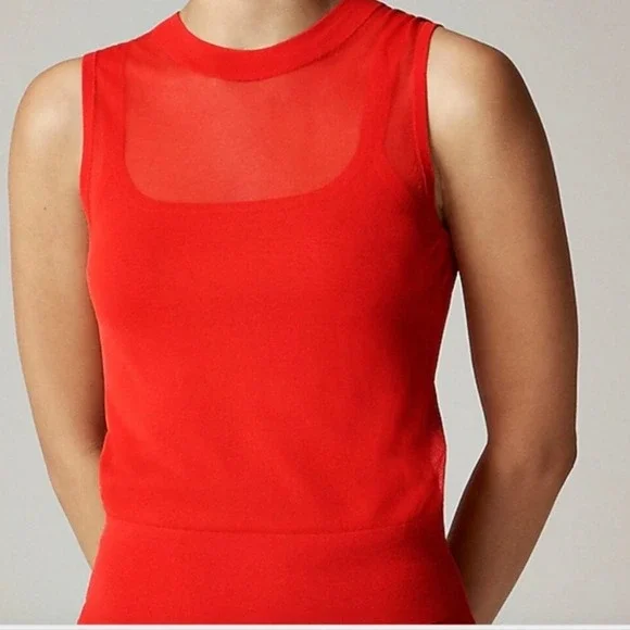 J.Crew‎ Gauzy sweater shell red XS NWT