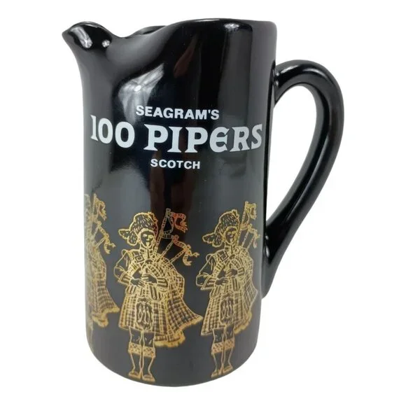 Seagram’s 100 Pipers Scotch Ceramic Water Bar Pitcher Vintage