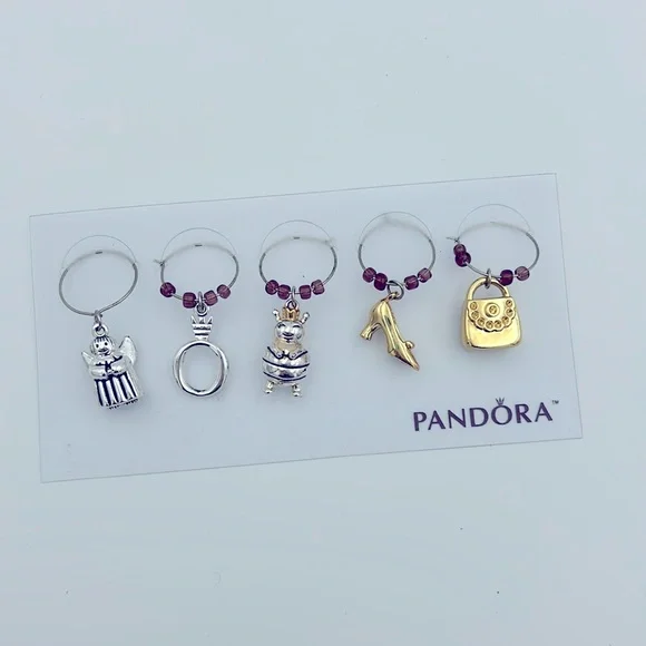 Pandora Wine Glass Charms NWT